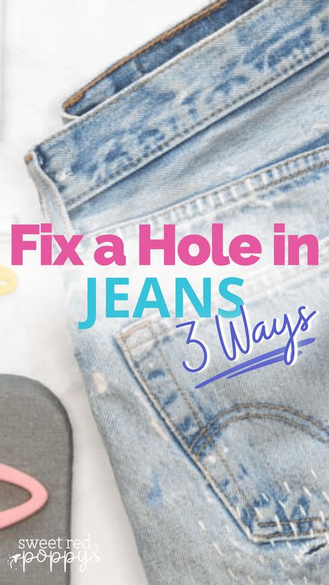 Sew Up A Hole, How To Patch Jeans, Sweet Red Poppy, Hemming Jeans, Sewing Hems, Sewing Jeans, Original Hem, Sewing Machine Needle, Sewing Pants