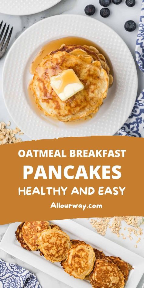 These oatmeal pancakes are the ultimate breakfast crowd-pleaser! Fluffy, delicious, and packed with wholesome oats, they will have your whole family begging for seconds. Rolled Oat Pancakes, Easy Oatmeal Pancakes Healthy, Healthy Protein Packed Breakfast, Pancake Recipe With Oats, Oatmeal Pancakes Easy 3 Ingredients, Pancakes With Oatmeal, Fluffy Oatmeal Pancakes, Healthy Pancakes Oatmeal, Healthy Oatmeal Pancakes