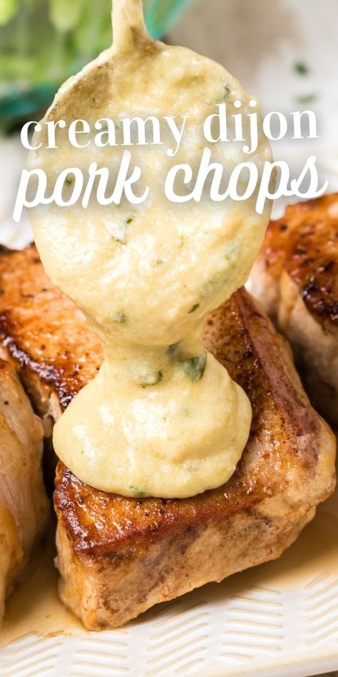 Sauce For Pork Chops Creamy, Pork Chops Mustard Cream Sauce, Pork Chops Dijon Cream Sauce, Sauce For Fried Pork Chops, Pork Loin Glaze Sauces, Pork Chop Dipping Sauce, Dijon Sauce For Pork, Sauces For Pork Chops, Pork Chop Sauce Recipes