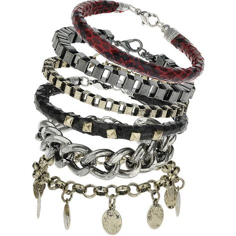 TOPSHOP Assorted Grunge Bracelet Pack (20 BRL) ❤ liked on Polyvore featuring jewelry, bracelets, accessories, red, chunky jewelry, chunk jewelry, chunky bangles, red bangles and topshop jewelry Punk Style Metal Bracelets, Red Emo Style Metal Jewelry, Metal Punk Style Chain Bracelet, Mall Goth Bracelets, Adjustable Metal Chain Bracelet, Punk Style, Chunk Jewelry, Red Bangles, Grunge Jewelry, Bracelet Pack