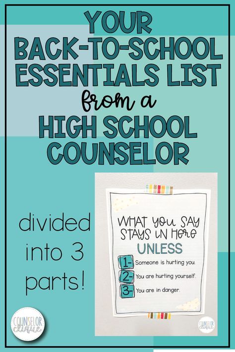 School Essentials List, High School Counselors Office, High School Counseling Office, School Counseling Office Decor, School Counselor Office Decor, School Counselor Resources, School Counseling Office, School Counselor Office, High School Counselor