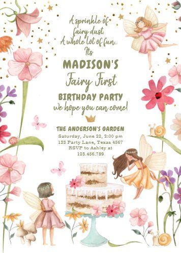 Fairy Birthday Invitations, Fairy Invitations, Fairy Garden Birthday Party, Garden Party Birthday, Fairy Birthday Party, Garden Birthday, Garden Girls, Fairy Birthday, Birthday Invitations Girl