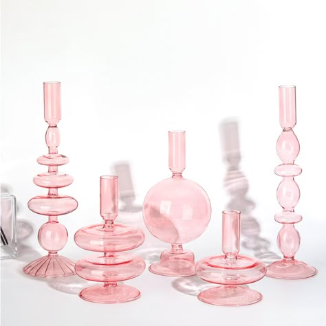 PRICES MAY VARY. Package Content: you will receive 5 pieces glass candle holders in different sizes, these candle holders can hold candles, create a warm and cozy atmosphere, suitable for birthday parties, weddings and Christmas, Thanksgiving table and flower decoration, etc Size Combination: The dimensions of the tapered glass candle holder set are 11 x 0.98 inches/ 28 x 2.5 cm, 10.4 x 0.98 inches/ 26.5 x 2.5 cm, 7.1 x 0.98 inches/ 18 x 2.5 cm, 5.9 x 0.98 inches/ 15 x 2.5 cm, 4.3 x 0.98 inches/ Pink Candle Holders, Pink Tablescape, Blue Taper Candles, Glass Taper Candle Holders, Colorful Centerpieces, Party Centerpiece, Modern Candles, Glass Candlestick Holders, Pink Candles