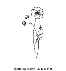 Micro Birth Flower Tattoo, Cosmo Flower Drawing Simple, Tiny Cosmos Flower Tattoo, Dainty Cosmos Flower Tattoo, Small Cosmo Flower Tattoo, October Tattoo Flower, Minimalist Cosmos Flower Tattoo, Cosmos Flower Drawing Simple, Cosmos Drawing Flower