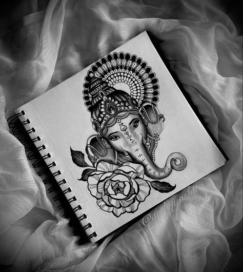 Bal Ganesh Mandala Art, Mandala Ganesha Art, Ganpati Mandala Art, Ganesh Mandala Art, Ganesha Mandala Art, Ganesha Mandala, Ganesha Sketch, Sketchbook Ideas Inspiration, Cool Easy Drawings