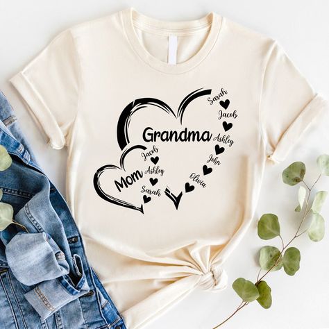 Grandmother Shirts With Grandkids Names, Diy Grandma Shirts, Grandparents Shirt Ideas, Grandma Shirt Ideas Grandchildren, Cricket Ideas Shirts, Grandma Tshirts Ideas, Nana Shirts Ideas, Grandma Shirt Ideas, Team Shirt Designs