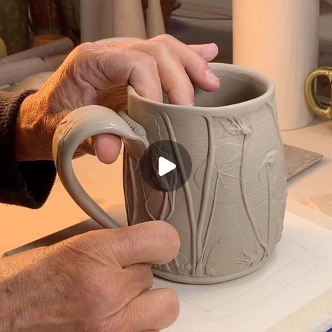 3,666 likes, 103 comments - naturalelementspottery on October 10, 2021: "Handles for mugs. This is one way to make coil handles for hand built mugs. I use a couple of different techniques to make handles and will post the other option soon. Thanks for following along! pottery_lovers #clayvideos #potteryvideo #potteryvideos #pottery_videos #ceramicsvideos #clay #ceramics #pottery #crafts #craft #potterylove #handbuilding #handbuiltceramics #handbuiltpottery #slabbuiltceramics #slabbuilding #slab How To Make Ceramic Handles, Ceramics Handles Ideas, Making Handles For Pottery, Hand Built Mugs Clay, Slab Mugs Ceramics, Pottery Mug Handles Ideas, Slip Trailing Pottery Patterns, Hand Built Mugs Clay Pottery Ideas, Functional Pottery Ideas Simple