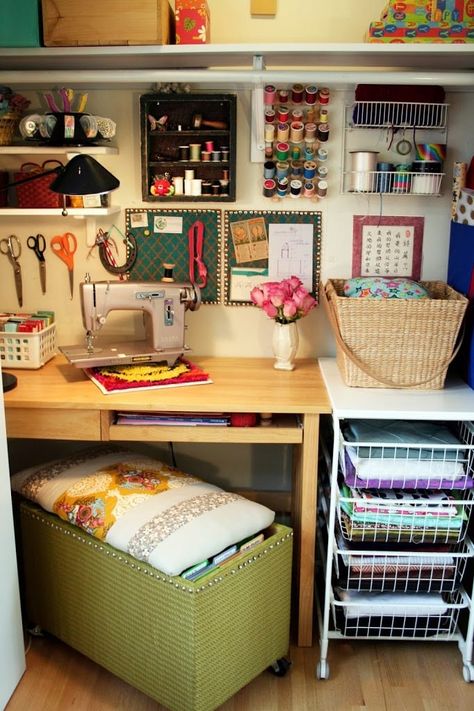 From Chaos to Creativity: Organizing Your Sewing Room with IKEA Creative Shelving Ideas, Craft Room Organization Ideas, Sewing Closet, Sewing Nook, Craft Room Closet, Room Organization Ideas, Small Craft Rooms, Sewing Spaces, Sewing Room Design