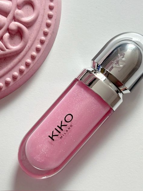 Kiko Glittery Pink Lip Gloss in a sleek tube, showcasing a vibrant pink shade with sparkling glitter, perfect for adding shine and color to lips. Kiko Pink Lipgloss, Kiko 05 Gloss, Kiko Hydra Lipgloss, Kiko Milano Lipgloss, Kiko Lip Gloss, Milani Lipgloss, Baby Pink Lipstick, Kiko Lipstick, Makeup Kiko