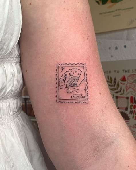 𝔖𝔢𝔟𝔯𝔞 𝔗𝔞𝔱𝔱𝔬𝔬 🌈 | Mary picked the top teacup and Emily the bottom stamp ! ☕️ 🪭 thank you so much for asking me to design these options for you and getting... | Instagram American Traditional Postage Stamp Tattoo, Mexico Stamp Tattoo, Passport Stamp Tattoo, Travel Stamp Tattoo, Italy Stamp Tattoo, Spain Stamp Tattoo, Matchbox Tattoo, Italy Post Stamp Tattoo, Postage Stamp Tattoo