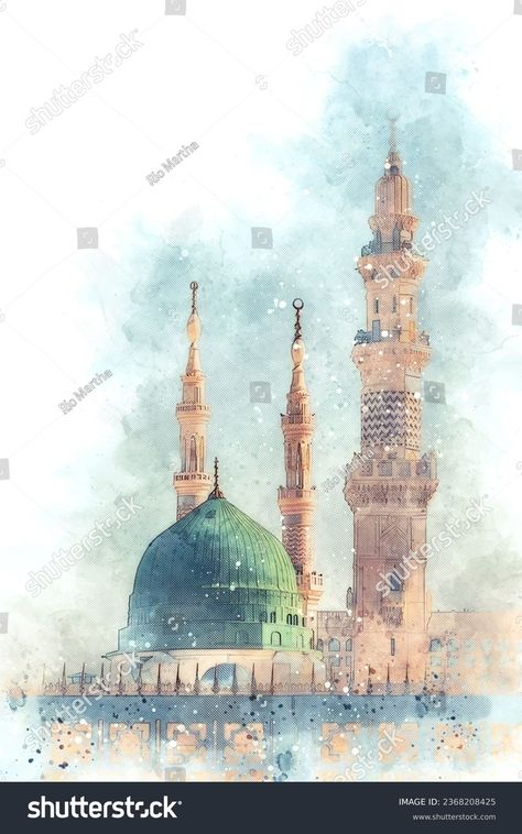 Watercolor Painting Sketch Green Mosque Green Stock Illustration 2368208425 | Shutterstock Watercolor Mosque, Green Mosque, Colour Art, Painting Sketch, Water Colour, Image Illustration, Colorful Art, Watercolor Painting, Watercolor Art