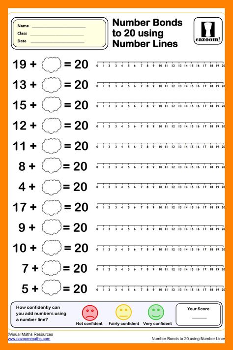 Year 1 Worksheet: Number bonds to 20 with number lines Numicon Activities Worksheets, Number Bonds To 20 Worksheets, Addition With Number Line, Ks1 Maths Worksheets, Year 1 Maths Worksheets, Number Bond Activities, Number Bonds To 20, Find The Missing Number, Number Bonds Worksheets