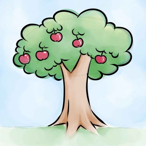 Tree Cartoon Drawing | Free download on ClipArtMag Apple Tree Drawing, Tree Drawing Simple, Drawing Apple, Branch Drawing, Airplane Drawing, Learn To Sketch, Tree Drawings Pencil, Go Math, Journal Stuff