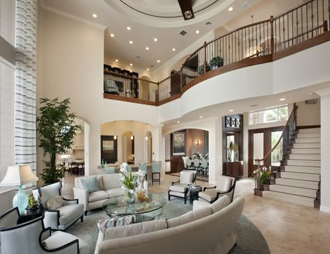 Toll Brothers - Casabella at Windermere, FL. Love the balcony inside that looks over the living room. Houses Australia, Mansion Living Room, Mansion Living, Fyodor Dostoevsky, Leaving Room, Design Blogs, House Exteriors, House Interiors, High Ceilings