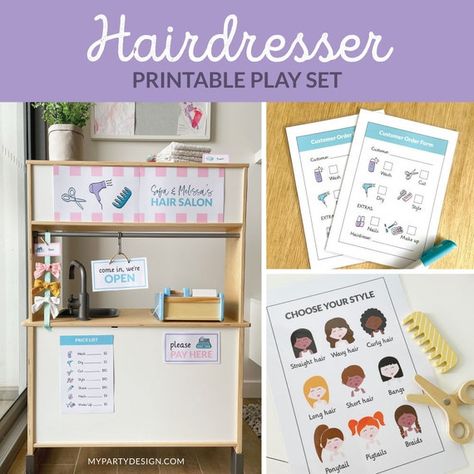 Hairdresser Dramatic Play Printables, Hair Salon Pretend Play, Hairdressing Role Play - INSTANT DOWNLOAD - Printable PDF with Editable Text Hair Salon Dramatic Play, Salon Dramatic Play, Early Preschool, Pretend Play Printables, Play Preschool, Play Printables, Dramatic Play Themes, Dramatic Play Printables, Preschool Fall