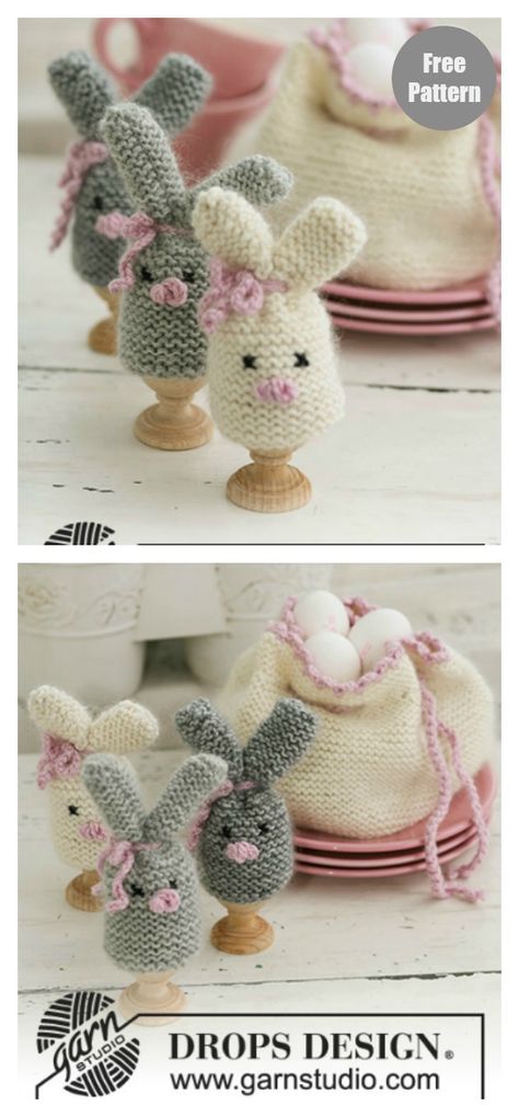 Cozy Bunnies Egg Warmers Free Knitting Pattern #freeknittingpattern #knittingpattern #eggcozy #easterddecor Knitted Easter Crafts, Easter Knits, Xmas Knitting, Knitted Cozy, Bunny Drop, Easter Knitting, Diy – Velikonoce, Knitting Space, Bunny Knitting Pattern