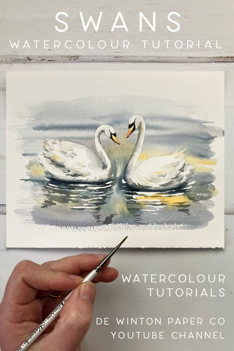 Paint along with me in my brand new watercolour swans tutorial on youtube. Click the link to paint watercolor swans. Watercolor Painting Wedding, Two Swans Painting, Swan Art Painting, Swan Watercolor Painting, Swan Watercolor, Swan Drawing, Swan Painting, Tears Art, Water Coloring