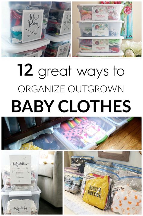 Outgrown baby clothes: How to store them and keep them organized. 12 different ideas and examples to inspire you and get you started. Newborn Clothes Storage Ideas, Store Outgrown Baby Clothes, Organize Newborn Clothes, Newborn Clothes Storage, Baby Clothes Storage Outgrown, How To Store Baby Clothes, How To Store Clothes, Baby Clothing Organization, Baby Storage Ideas