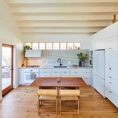 No Upper Cabinets, Light Hardwood, Light Hardwood Floors, Accessory Dwelling Unit, Granny Flat, White Cabinetry, Yellow Walls, Upper Cabinets, Custom Made Furniture