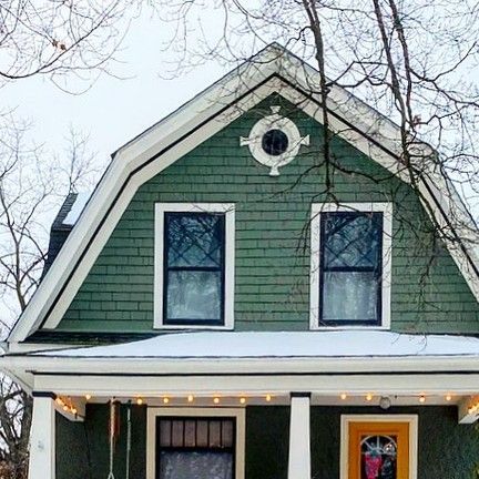 @chrisbdom on Instagram: "This first house I’m posting is the cousin to the third house today in style and decorations. This one is slightly larger at 1175 sq ft. The Ann Arbor Dutch Colonial dates to 1901. #annarbor #dutchcolonial #houseportrait #casasecasarios2 #detalhes_em_foco #total_houses #archi_ologie #la_houses #be_one_houses #houses_phototrip #houses_ofthe_world #chasing_facades #lory_alpha #michiganplacesmatter #thisplacematters" Dutch Colonial Exterior Paint Colors, Dutch Colonial Exterior Makeover, Gambrel Style House Exterior, Green Colonial House, Dutch Colonial Exterior Colors, Colonial Revival House Exterior, Colonial Exterior Makeover, Dutch Colonial House Plans, Dutch Colonial Exterior