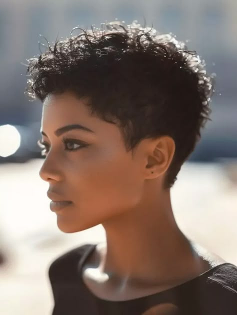 Sleek Pixie, Very Short Pixie, Short Curly Pixie, Short Shaved Hairstyles, Curly Pixie Haircuts, Longer Pixie Haircut, Natural Hair Cuts, Natural Hair Short Cuts, Big Personality