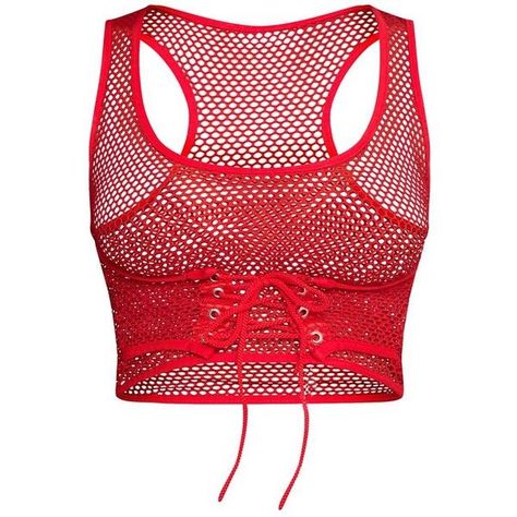 Fishnet Shirt, Red Fishnets, Fishnet Crop Tops, Cl Fashion, Shirts Crop, Cropped Shirts, Fishnet Top, Red Crop Top, Running Tank Tops