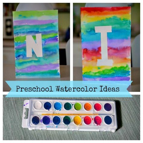 Simple Watercolor Monogrammed Art #Preschool #Homeschool Art Preschool, Monogram Art, Watercolor Monogram, Summer Camp Crafts, Simple Watercolor, Preschool Arts And Crafts, Preschool Age, Watercolor Ideas, Homeschool Art