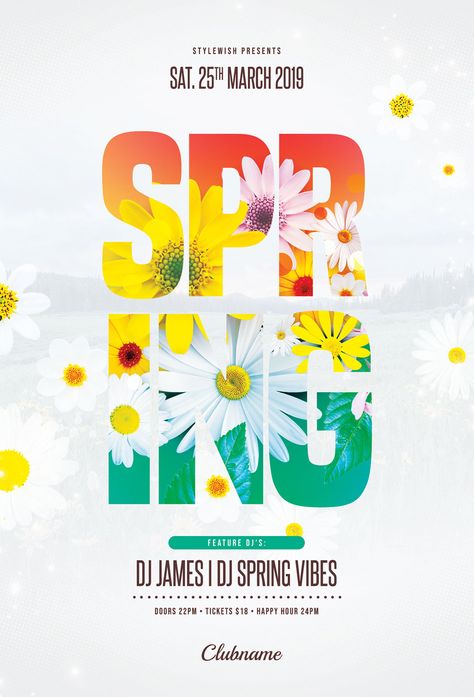 Spring Ads Design, Spring Advertising Design, Spring Design Poster, Spring Flyer Design, Happy Poster Design, Spring Event Poster, Spring Email Design, Music Festival Poster Design Inspiration, Spring Design Graphic