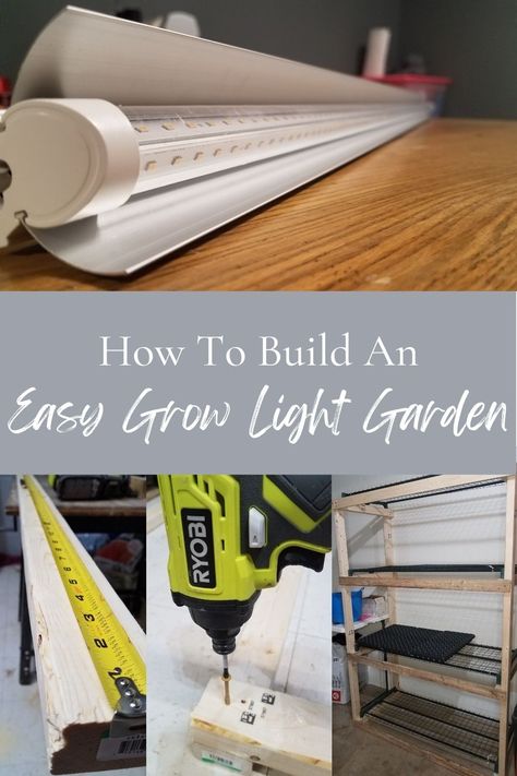 With expanding my cut flower garden, I needed something more than my current grow light, which holds 12 standard sized trays. We are in the process of building a small 10’ x 10’ window greenhouse, but it won’t have heat the first year. It will hold young plants, but it won’t be warm enough to start seedlings in. To help with my seed starting without spending lots of money, I build another grow light garden with a very easy design that takes about 1-2 hours. Indoor Gardening With Grow Lights, Diy Indoor Plant Shelf With Grow Lights, Diy Seed Starting Rack, Grow Light Set Up, Seedlings Indoors Starting, Grow Lights Diy, Grow Light Stand, Grow Tower, Woodshop Projects