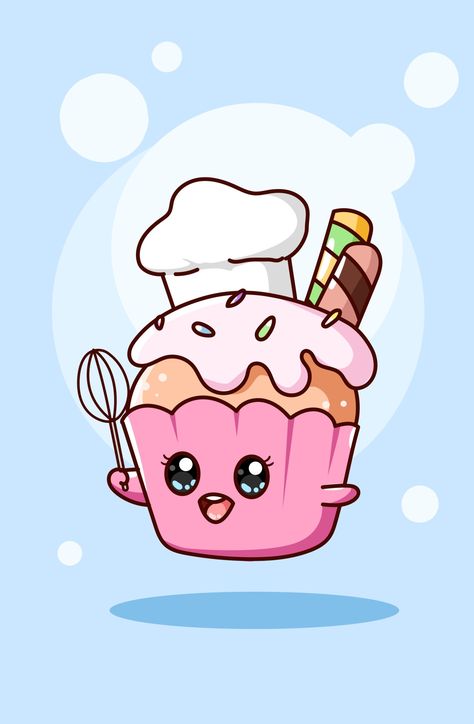 Cute Chef Illustration, Chef Cartoon, Cupcake Icon, Cartoon Chef, Cupcake Illustration, Sweet Cupcake, Lion Drawing, Food Cartoon, Fruit Party