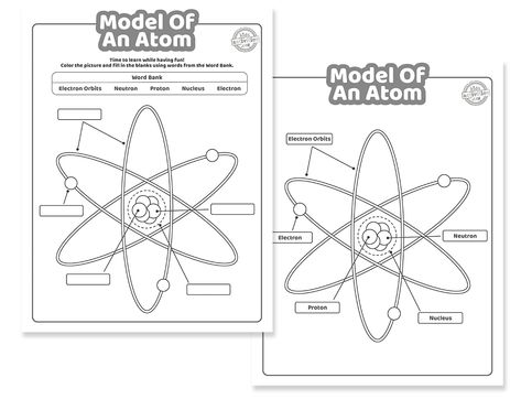 Parts Of An Atom Worksheet, Atom Project Ideas Models Middle School, Atoms Project, Atoms And Molecules For Kids, Atom Activities, Atom Model, Chemistry Activities, Chemistry For Kids, Elementary Science Activities