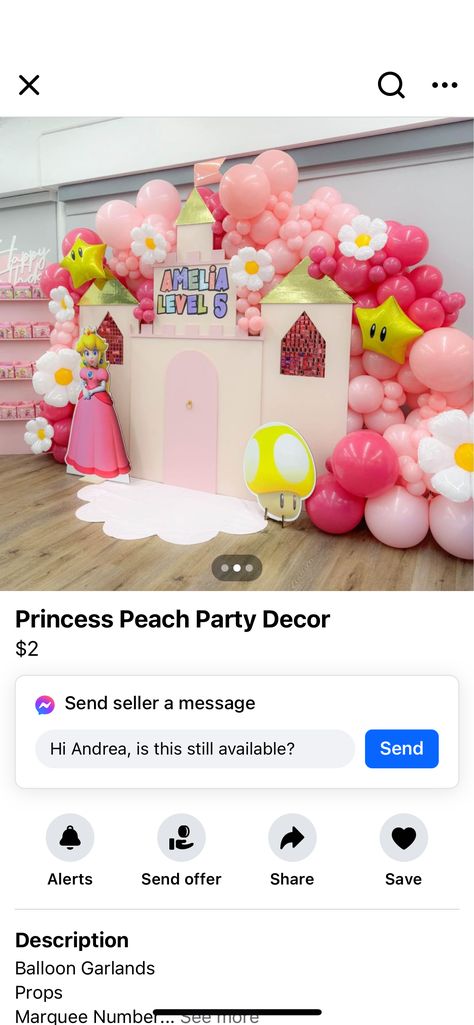 Princess Peach Diy, Princess Peach Party, Peach Decor, Peach Party, 5th Birthday, Birthday Party Decorations, Birthday Celebration, Birthday Ideas, Princess Peach