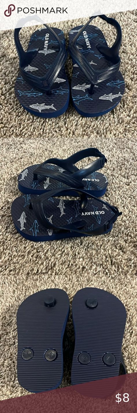 Old Navy Infant/Toddler Shark Flip Flops with Heel Strap