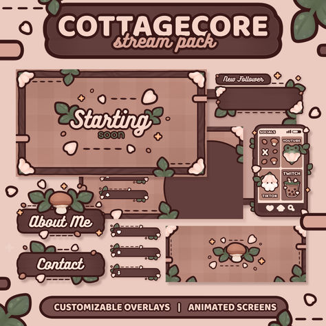 Animated Stream Pack | Twitch Overlay | Vtuber Friendly | Kawaii / Cute / Cozy / Brown / Beige / Soft | TWITCH Art Stream Setup, Cozy Twitch Overlay, Cozy Stream Overlay, Stream Overlay Ideas, Twitch Overlay Ideas, Cute Stream Overlay, Streaming Ideas, Cute Twitch Overlay, Vtuber Overlay