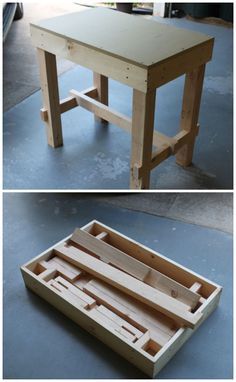 Collapsible Workbench #woodworking #workshop #portable I love Instructibles! Collapsible Workbench, Woodworking Workbench, Learn Woodworking, Woodworking Workshop, Popular Woodworking, Wood Plans, Woodworking Jigs, Woodworking Bench, Woodworking Plans Free