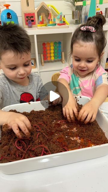 Desiree Blanchard, M.H.K | Baby & Toddler Play on Instagram: "🐛🪱☀️What better activity to do during spring is to dig for worms!! Click the ✨FOLLOW✨ button to continue learning more! 🧚‍♂️  Here’s how to recreate the activity:   🍄Sensory base: Use gelatine (we used powdered) and cook according to instructions. Add brown food colouring to the water. Once ready, pour in a tray, add the worms and let set in the fridge. Once set, you can add the dirt.  🪱Worm recipe: Cook some spaghetti noodles and add pink food colouring to the pot while the noodles become soft. Rinse as normal.  ⏳Dirt recipe: Mix flour and cocoa powder. The amount will be dependent on the size of your tray. You need enough cocoa to turn the base brown. Slowly add baby or cooking oil until the mixture feels like “dirt,” and Dirt Recipe, Spring Sensory, Brown Food Coloring, Messy Play Activities, Activity Sensory, Spring Themes, Brown Food, Pink Food, Sensory Activities Toddlers