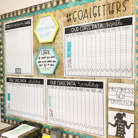 Thanking my past self for putting this together this summer. Tracking data and goals this year is going to be a piece of cake! #datatracking If you’re interested in the data posters on this board and the student pages that go with it, they are included in my data tracking product on TpT! Data Wall, Classroom Goals, 5th Grade Classroom, 4th Grade Classroom, 3rd Grade Classroom, 2nd Grade Classroom, Middle School Classroom, New Classroom, Student Data