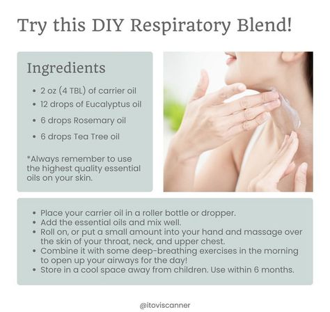 Essential Oils For Upper Respiratory, Essential Oil Blends Roller, Roller Bottle Blends, Respiratory Illness, Deep Breathing Exercises, Rosemary Oil, Eucalyptus Oil, Roller Bottle, Breathing Exercises