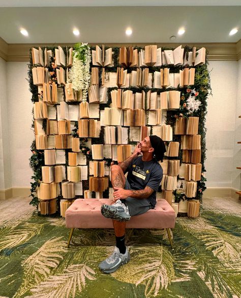 Rafael proudly admiring his masterpiece – the majestic book wall photo op for this year's Get Your Teach On event! 📚✨

#bookwall #books #book #bookworm #photoop #custombuild #customdecor #eventdecor #photoopportunity #photowall #customwall #bookphotoop #indoordecor #indoorevent #getyourteachon #gyto2024 #hardwork #finalproduct #florida #orlando Photo Op Wall Ideas, Book Wall Backdrop, Book Backdrop, Christmas Tree Shopping, Regency Ball, Book Themed Party, Antique Booth Ideas, Prank Your Friends, Library Book Displays