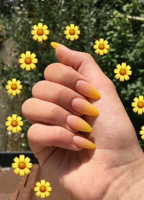 Matte Nail Art, Yellow Nail Art, Yellow Nails Design, Almond Acrylic Nails, Ideas Nails, Summer Acrylic Nails, Yellow Nails, Dream Nails, Pretty Acrylic Nails