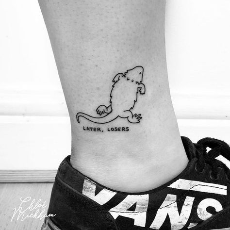 bearded dragon tattoo Steve Tattoo For Women, Sweet Dragon Tattoo, Bearded Dragon Tattoo Outline, Beared Dragon Tattoo, Simple Bearded Dragon Tattoo, Breaded Dragon Tattoo, Bearded Dragon Memorial Tattoo, Small Banger Tattoos, Small Reptile Tattoo