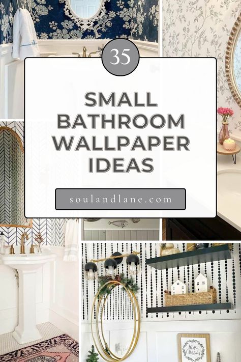 Transform your small bathroom into a luxurious retreat with wallpaper ideas designed to elevate the space. Choose bold patterns to create visual interest without overwhelming, such as delicate florals or geometric shapes that draw the eye and add depth. Consider using wallpaper with a glossy finish to reflect light and make the room appear larger. Vertical stripes can heighten the ceiling, giving the illusion of more space. Opt for water-resistant wallpapers in light colors to maintain a fresh a Wallpaper In Bathroom With Tile, Wallpaper Powder Bathroom Ideas, Modern Bathrooms With Wallpaper, Bathroom Decor Ideas Wallpaper, White Bathroom With Wallpaper Accent, Removable Wallpaper For Small Bathroom, Fun Small Half Bathroom Ideas, Light Wallpaper Bathroom, Fun Wallpaper Half Bathroom