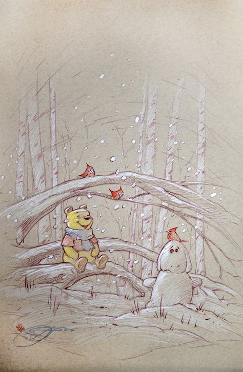 The Art of Stephan Martiniere - Disney — Stephan Martiniere Winnie Christmas, Stephan Martiniere, Winnie The Pooh Tattoos, Christmas Lockscreen, Christmas Wallpaper Iphone Cute, Iphone Wallpaper Winter, Sweet Drawings, Winnie The Pooh Pictures, Winnie The Pooh Christmas