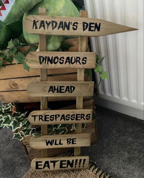 Dinosaur Sign, Boys Dinosaur Bedroom, Dinosaur Boys Room, Dino Room, Safari Bedroom, Jungle Bedroom, Wooden Dinosaur, Jungle Decorations, Dinosaur Bedroom