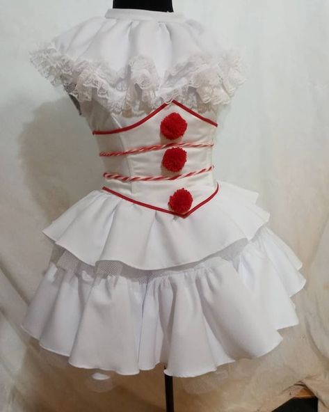 It Clown Halloween Costumes, Pennywise Female, Pennywise Outfit, Penny Wise Costume Women, It Pennywise Costume, Belle Blue Dress Costume, Pennywise Halloween Costume, Pennywise Cosplay, Belle Blue Dress