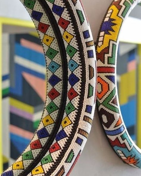 Ndebele inspired beaded mirrors hanging proudly at @nandosuk in South Africa. South Africa Decor, African Mirror, South African Restaurant, South Africa Design, South African Decor, African Decor Living Room, African Restaurant, Africa Decor, Kitchen Revamp