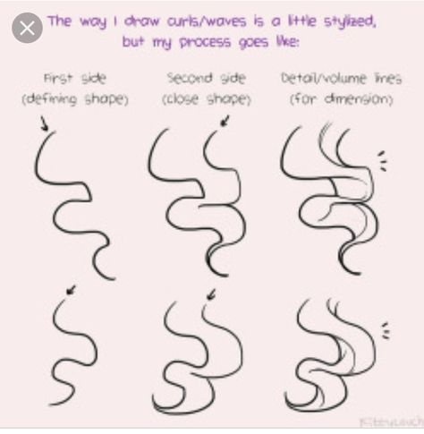 Draw Wavy Hair, Anime Hairstyles Tutorial, Draw Curly Hair, Wavy Hair Tutorial, Anime Hairstyles, Curly Wavy Hair, Wavy Hairstyles Tutorial, Drawing Hair Tutorial, Manga Hair