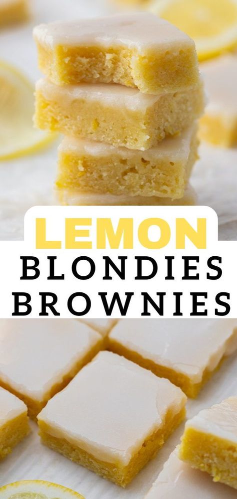 Lemon Cookie Bars, Blondies Brownies, Lemon Blondies, Lemon Bar Cookies, Lemon Desserts Easy, Lemon Cookie, Lemon Brownies, 10 Cake, Lemon Bars Recipe