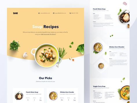 Recipe Page Design, Food Website Design, Dessert Restaurant, Food Web Design, Recipe Web, Web Ideas, Chicken Corn Chowder, Wireframe Design, Magazine Inspiration