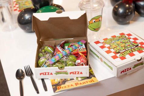 Teenage Mutant Ninja Turtle Party Favors, Ninja Turtle Pizza Box Favors, Ninja Turtle Favors, Ninja Turtle Party Favors, Ninja Turtle Party Ideas, Turtles Birthday Party Ideas, Ninja Turtles Birthday Party Ideas, Birthday Party Treat Bags, Teenage Mutant Ninja Turtles Birthday